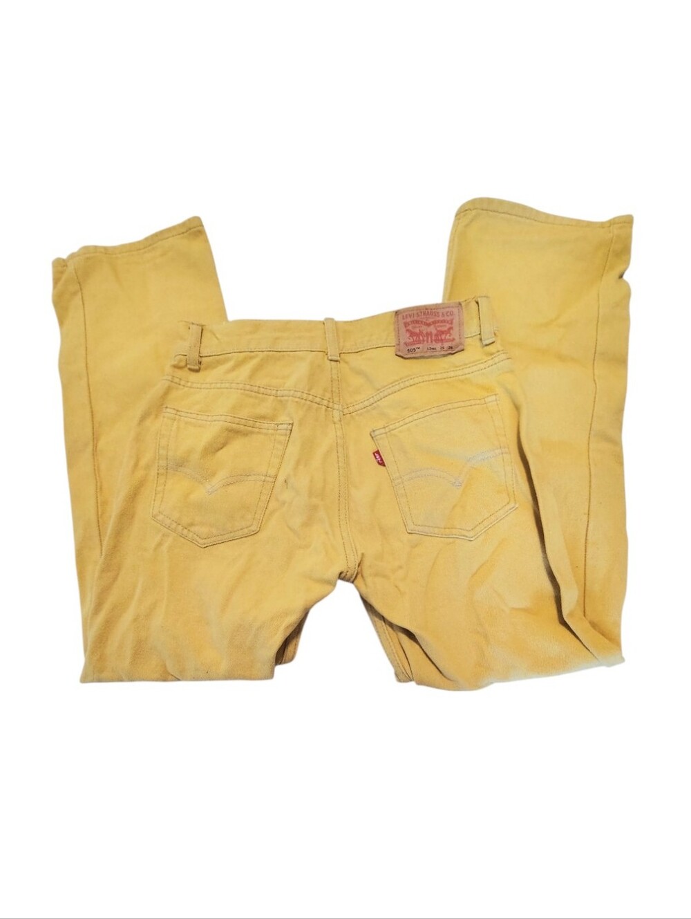 Vintage Levis 505 Regular Straight Leg Yellow 100% Cotton Denim Jeans Size 12